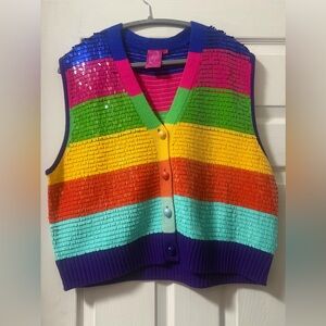 Queen of Sparkles Colorful Sequin Striped Vest